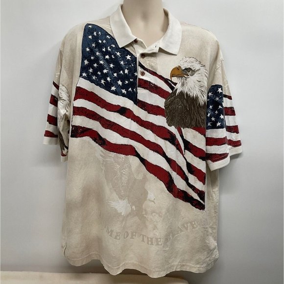 Cotton Traders Sport Polo American Flag Eagle Men’s XXL 2XL Patriotic - Picture 1 of 5